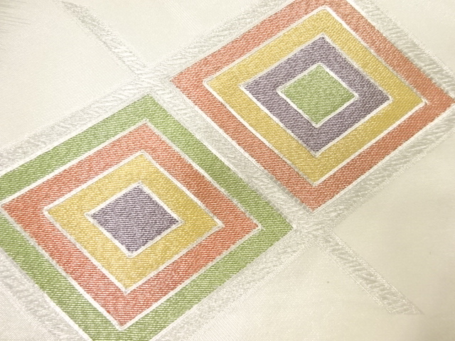 アンティーク　菱模様刺繍名古屋帯